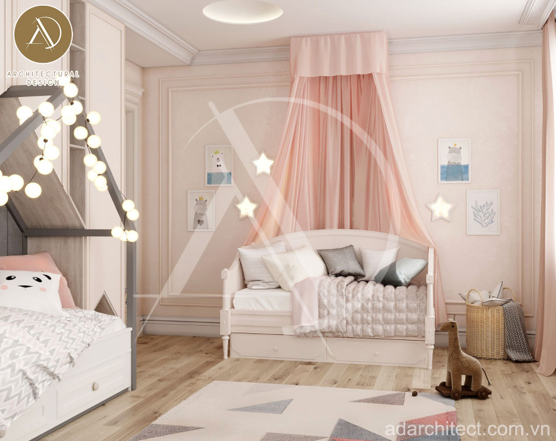 Thiết kế phòng ngủ bé gái cực dễ thương
