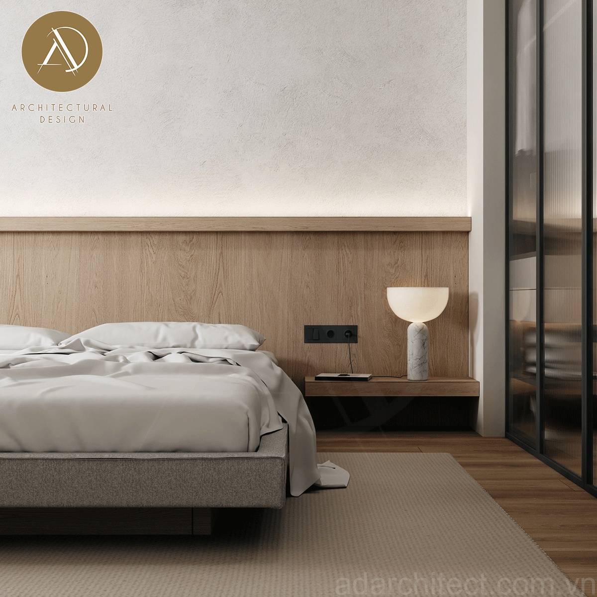 thiết kế phòng ngủ đơn giản cùng tông màu ấm cúng giúp gia chủ ngủ ngon hơn
