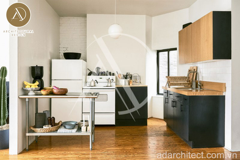 Không gian bếp nhỏ nhưng đủ diện tích sử dụng