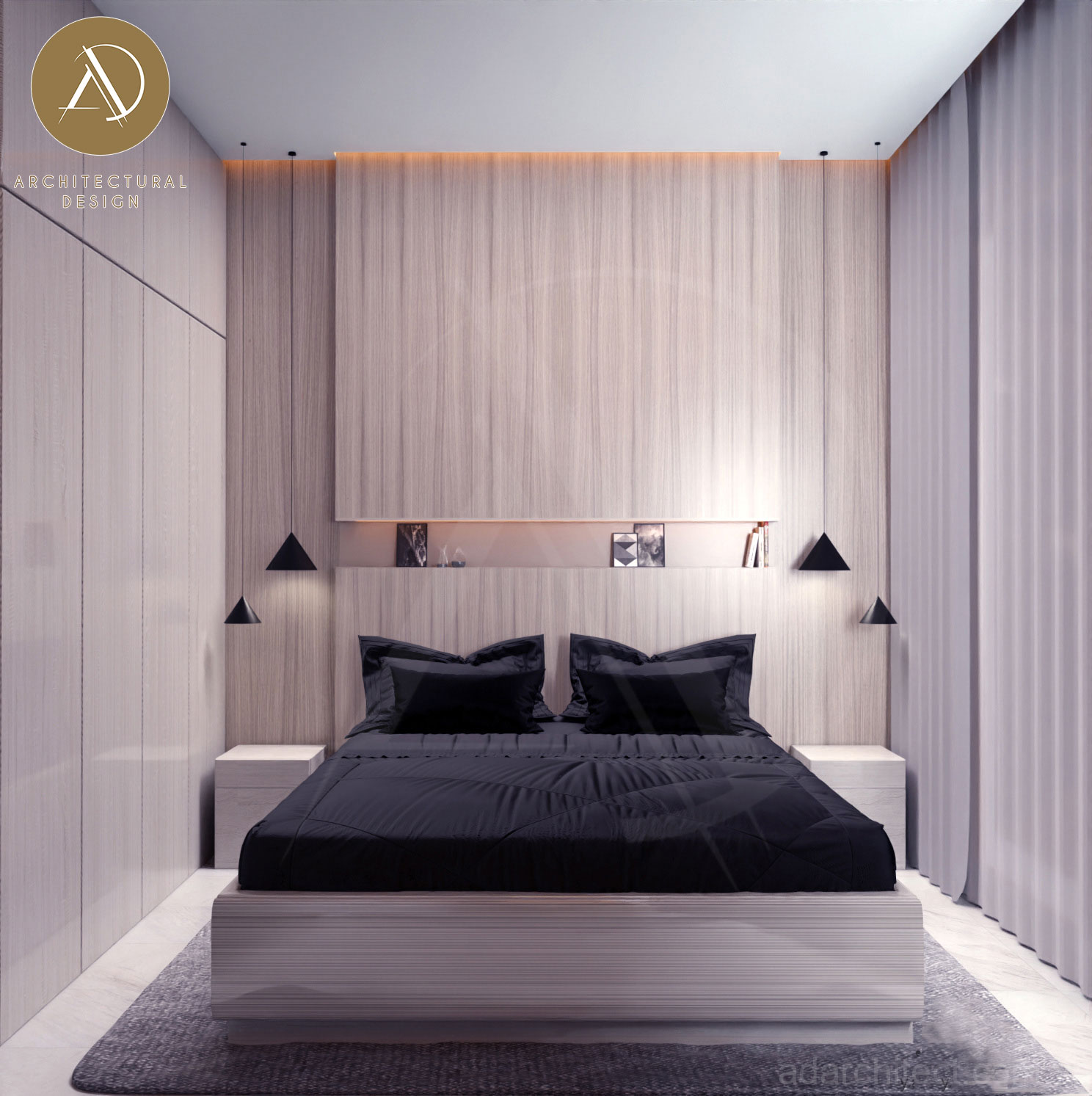 thiết kế phòng ngủ đẹp với chất liệu gỗ sang trọng bền màu