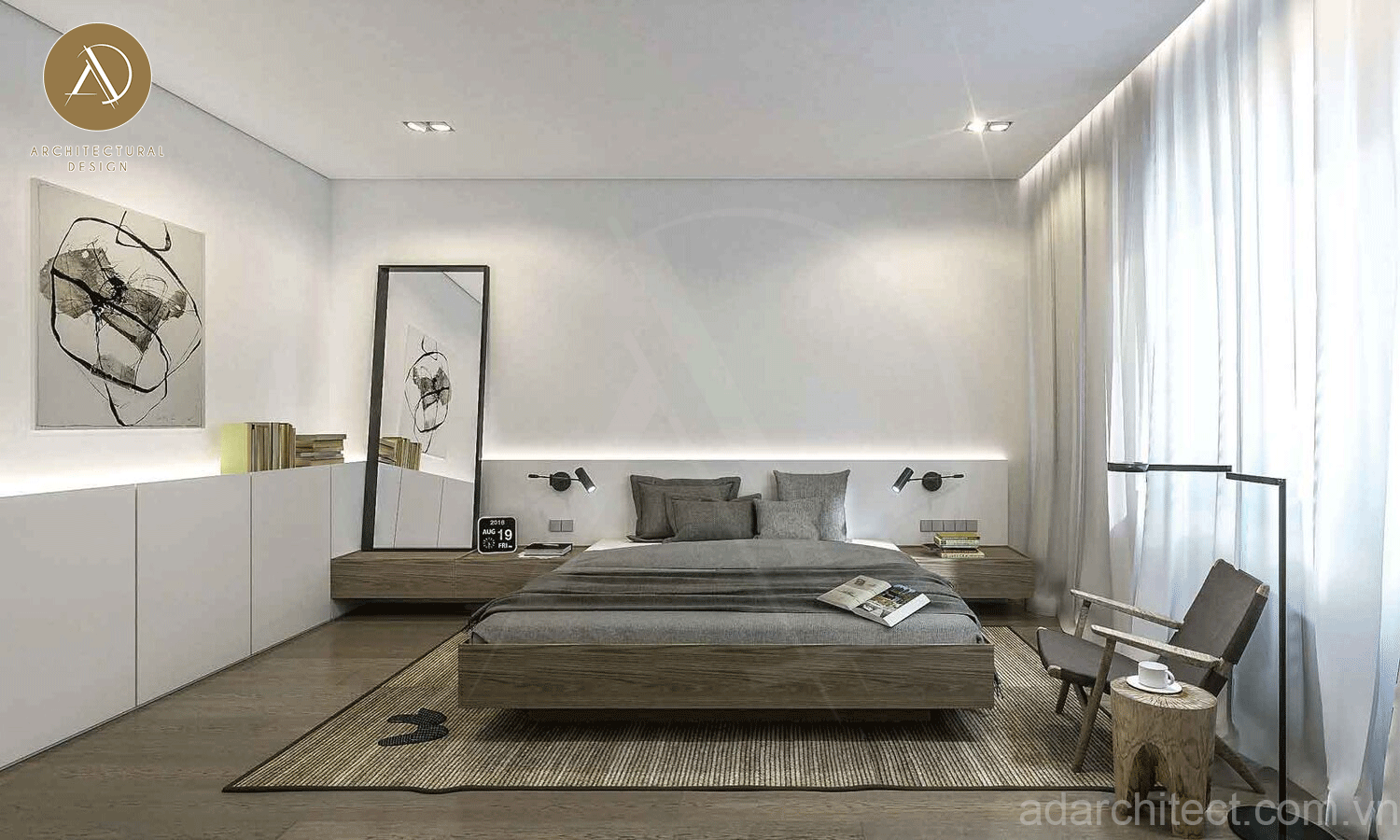 thiết kế phòng ngủ ấn tượng, đơn giản mà hiện đại, sang trọng cho nhà 2 tầng đẹp