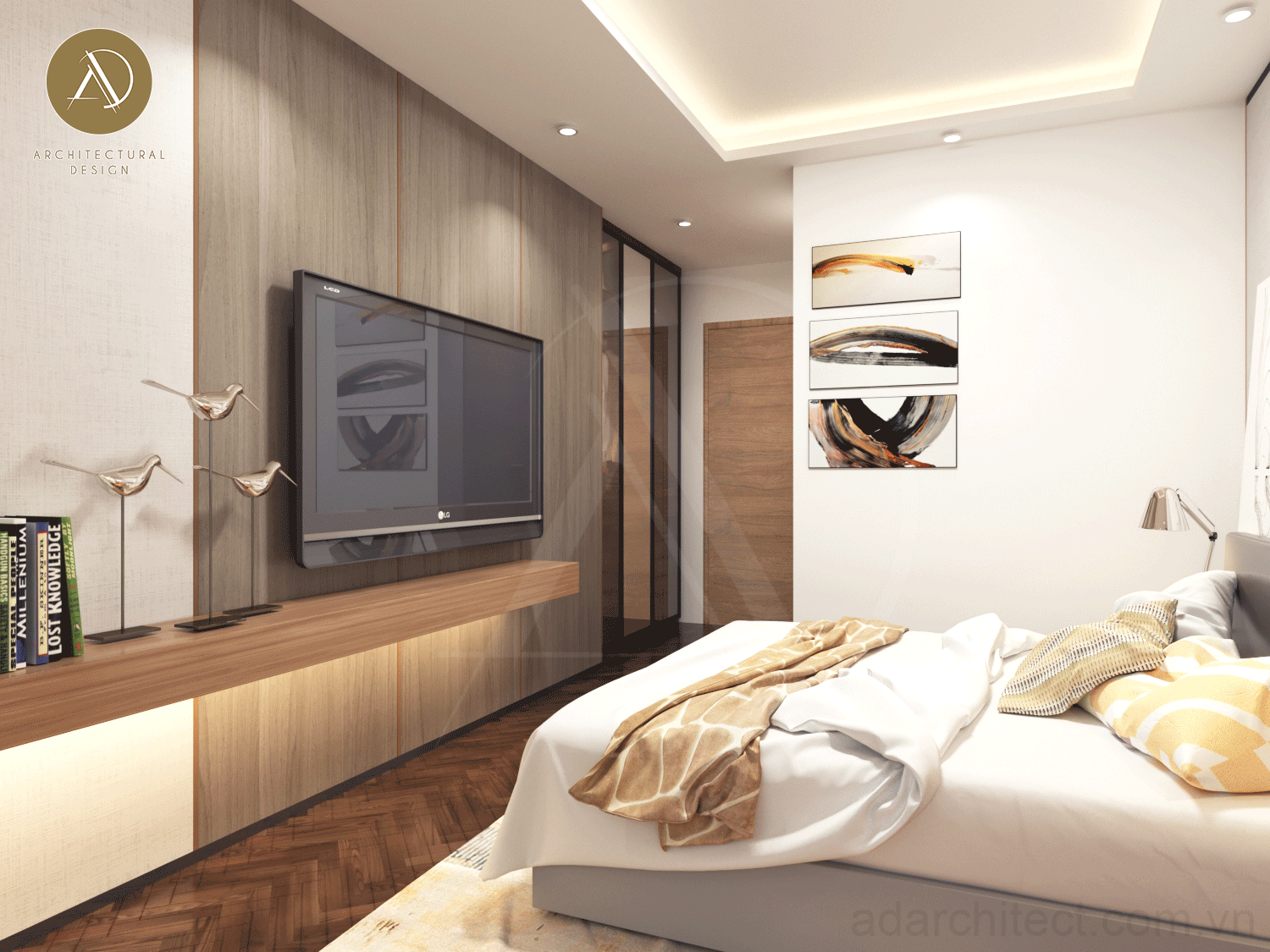 thiết kế đèn âm trần nhỏ gọn đủ ánh sáng cho phòng ngủ Penthouse ấm áp