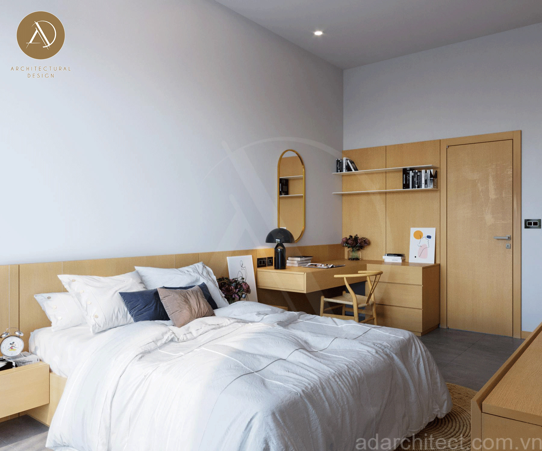 nhà phố 5x20m 2 tầng: thiết kế bàn làm việc đơn giản, tối ưu hóa không gian cho phòng ngủ nhỏ