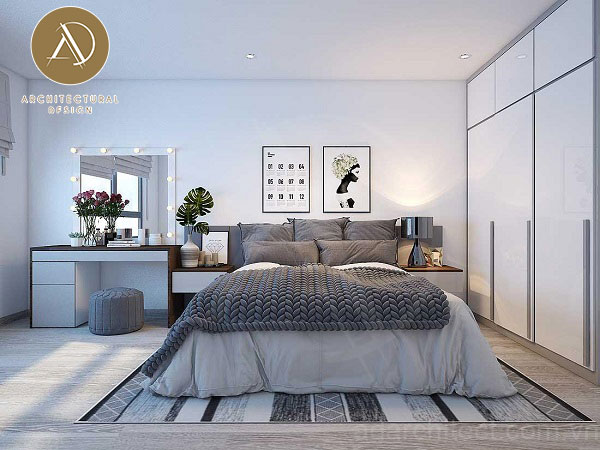 mẫu nhà chữ l 2 tầng mái bằng: thiết kế phòng ngủ tông màu cá tính kết hợp ánh sáng đèn ngủ giúp thư giãn