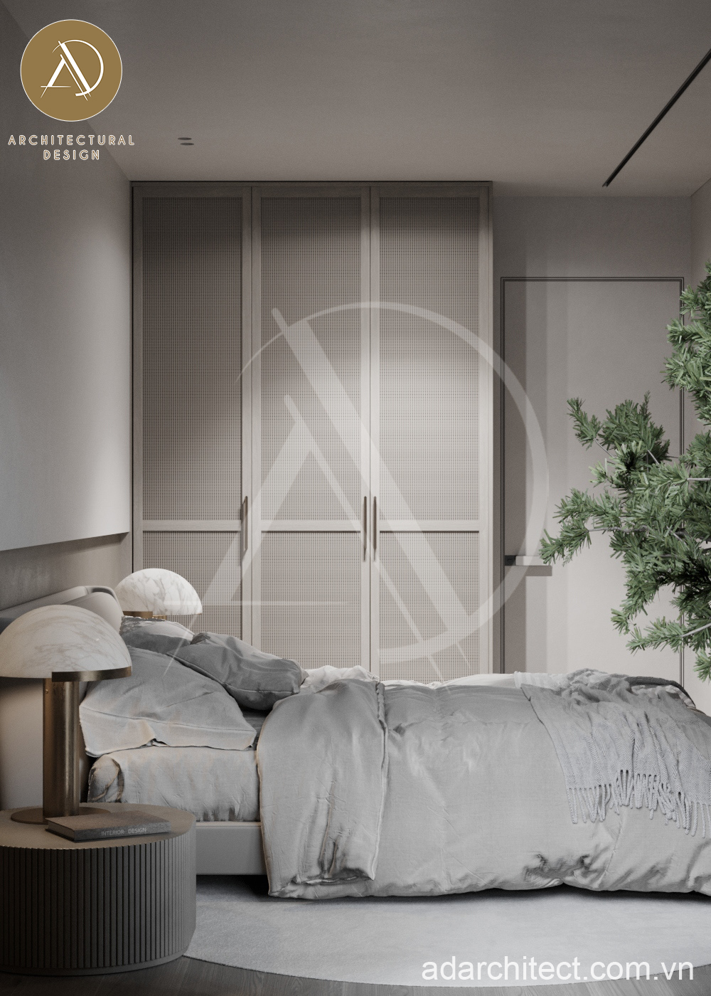 Thiết kế nội thất nhà phố đẹp: Tủ quần áo với tông màu trung tính