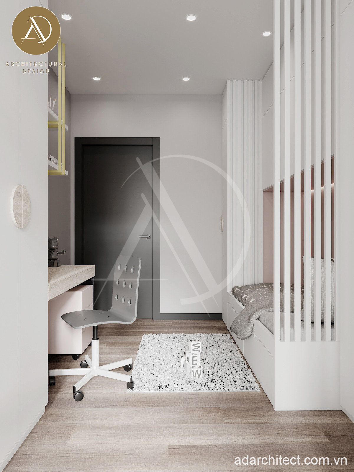 Thiết kế nội thất nhà phố đẹp: Đèn led âm trần sáng