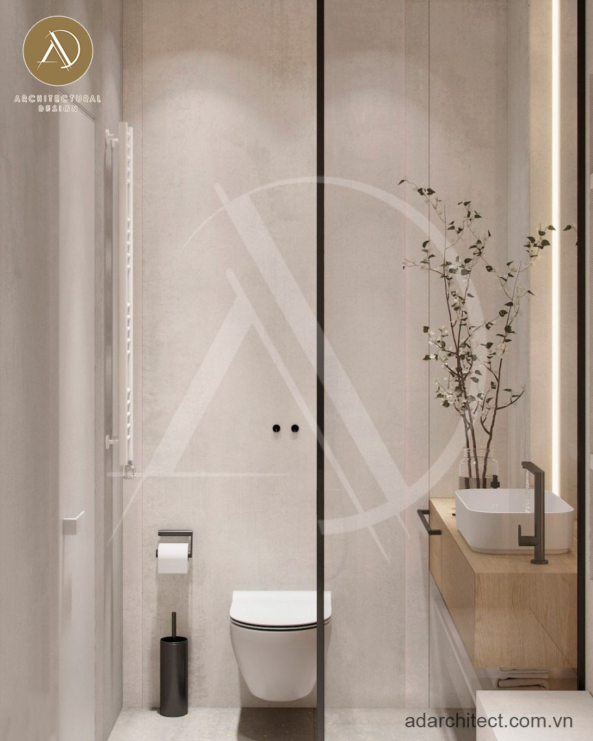 Bồn cầu thiết kế đơn giản gọn nhẹ giúp nhà vệ sinh tiết kiệm không gian