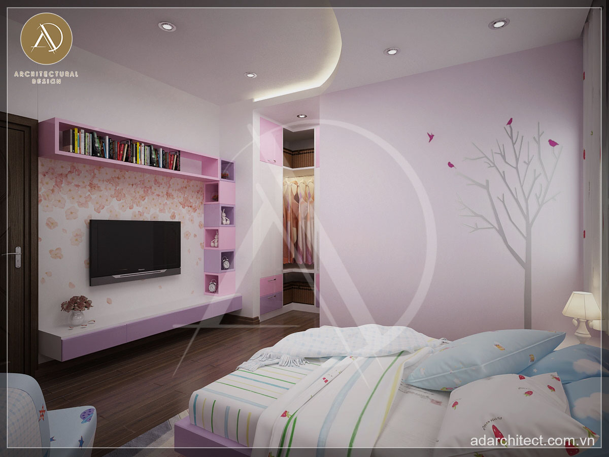 thiết kế nhà diện tích 8x10m: Tinh tế trong từng chi tiết cho phòng ngủ con gái chủ nhà chị Nguyệt