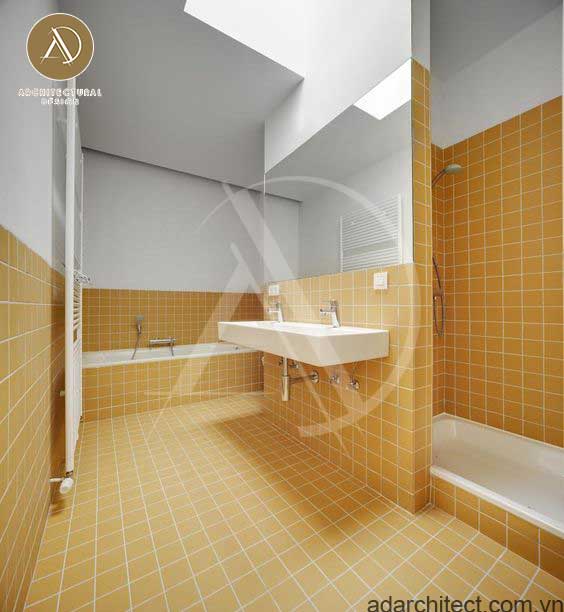 thiết kế nhà vệ sinh: Màu vàng như đem lại sự năng động như lạc vào ngôi trường