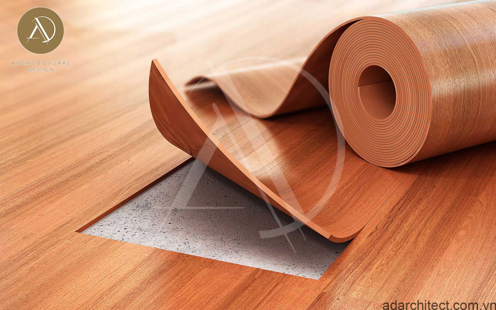 vật liệu lót sàn nhà: Sàn nhựa vinyl cuộn sử dụng loại càng dày thì độ bền càng cao