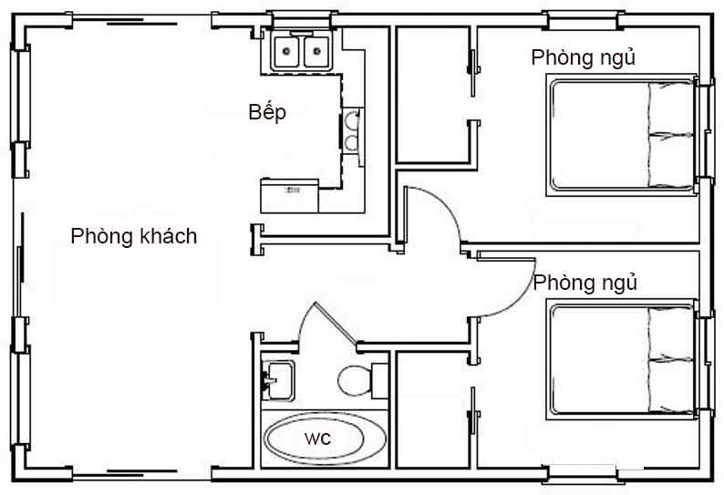 bố trí mặt bằng nhà cấp 4  cho không gian phòng khách rộng rãi
