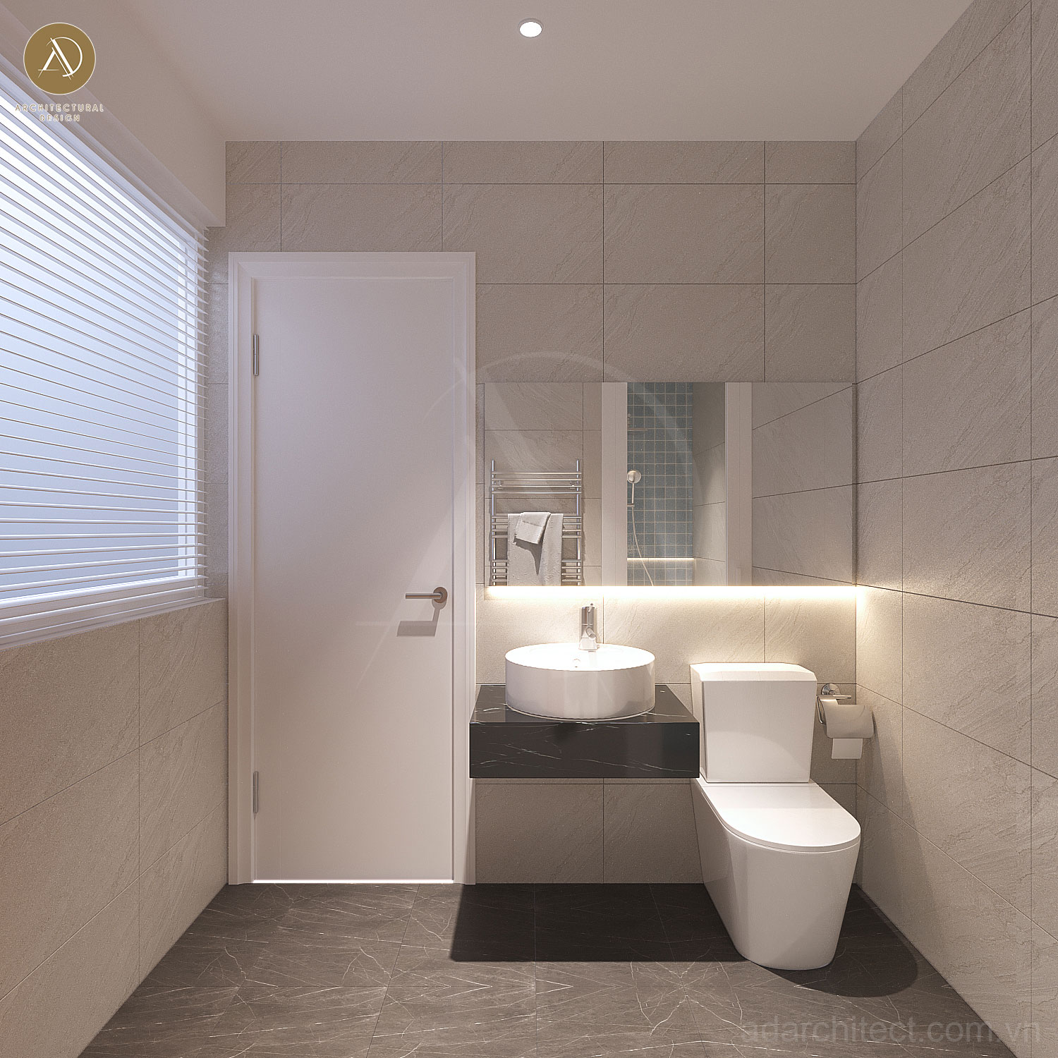 mẫu nhà 1 trệt 2 lầu hiện đại: phòng tắm đẹp