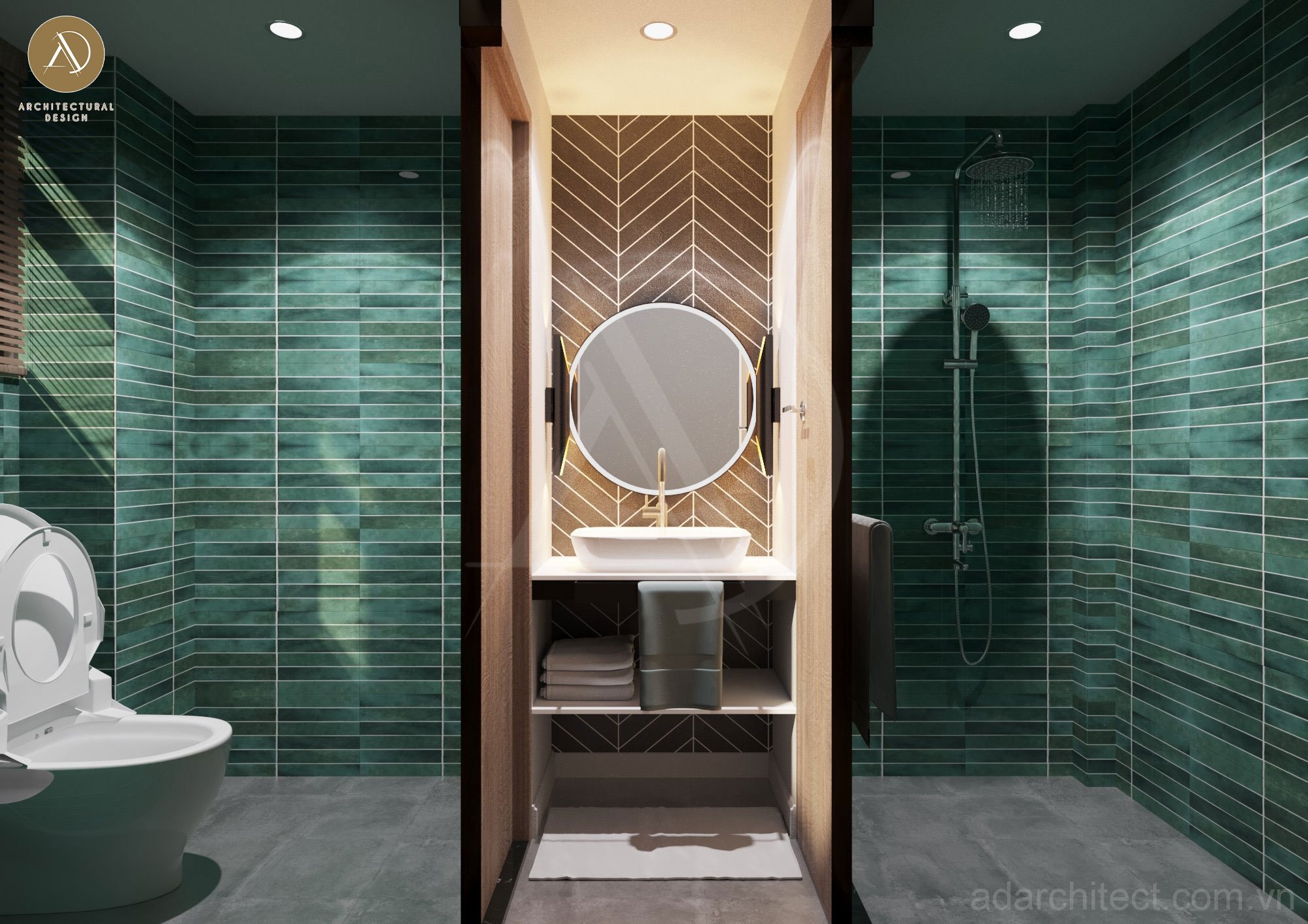 thiết kế nhà 4 phòng ngủ: nhà vệ sinh công năng khoa học