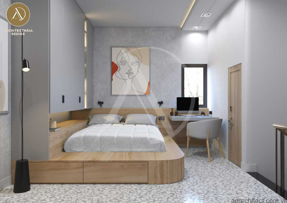 thiết kế phòng ngủ tiện dụng cho mẫu biệt thự mini 2 tầng hiện đại 