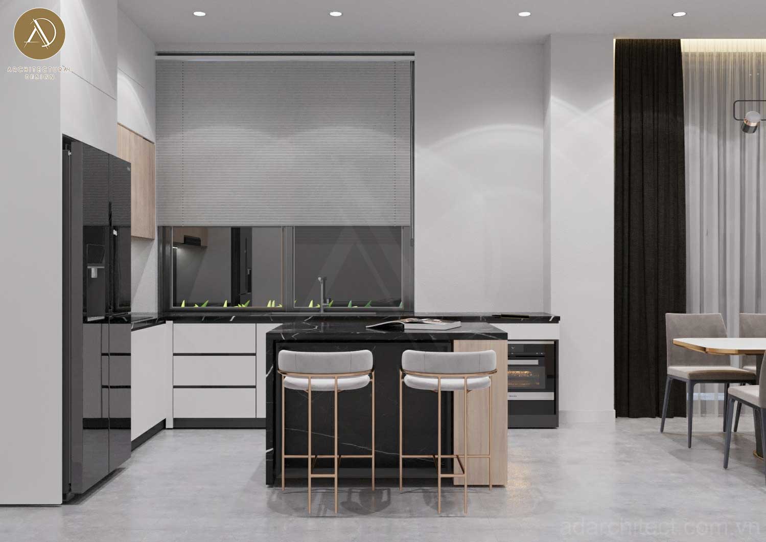 thiết kế nhà mặt tiền 8m sâu 10m: mẫu phòng bếp đẹp đơn giản