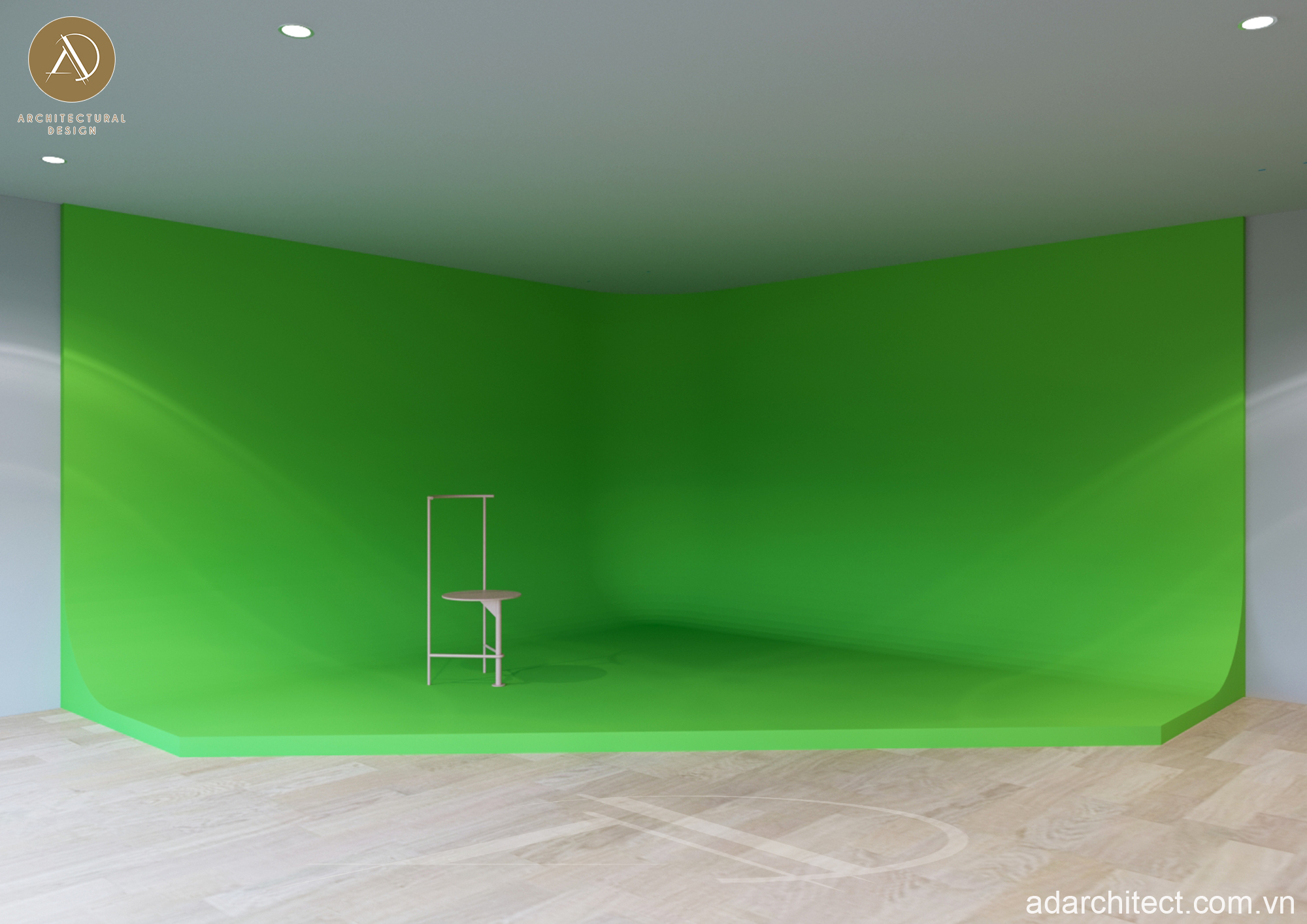 thiết kế văn phòng công ty có studio quay chụp phông xanh chuyên nghiệp