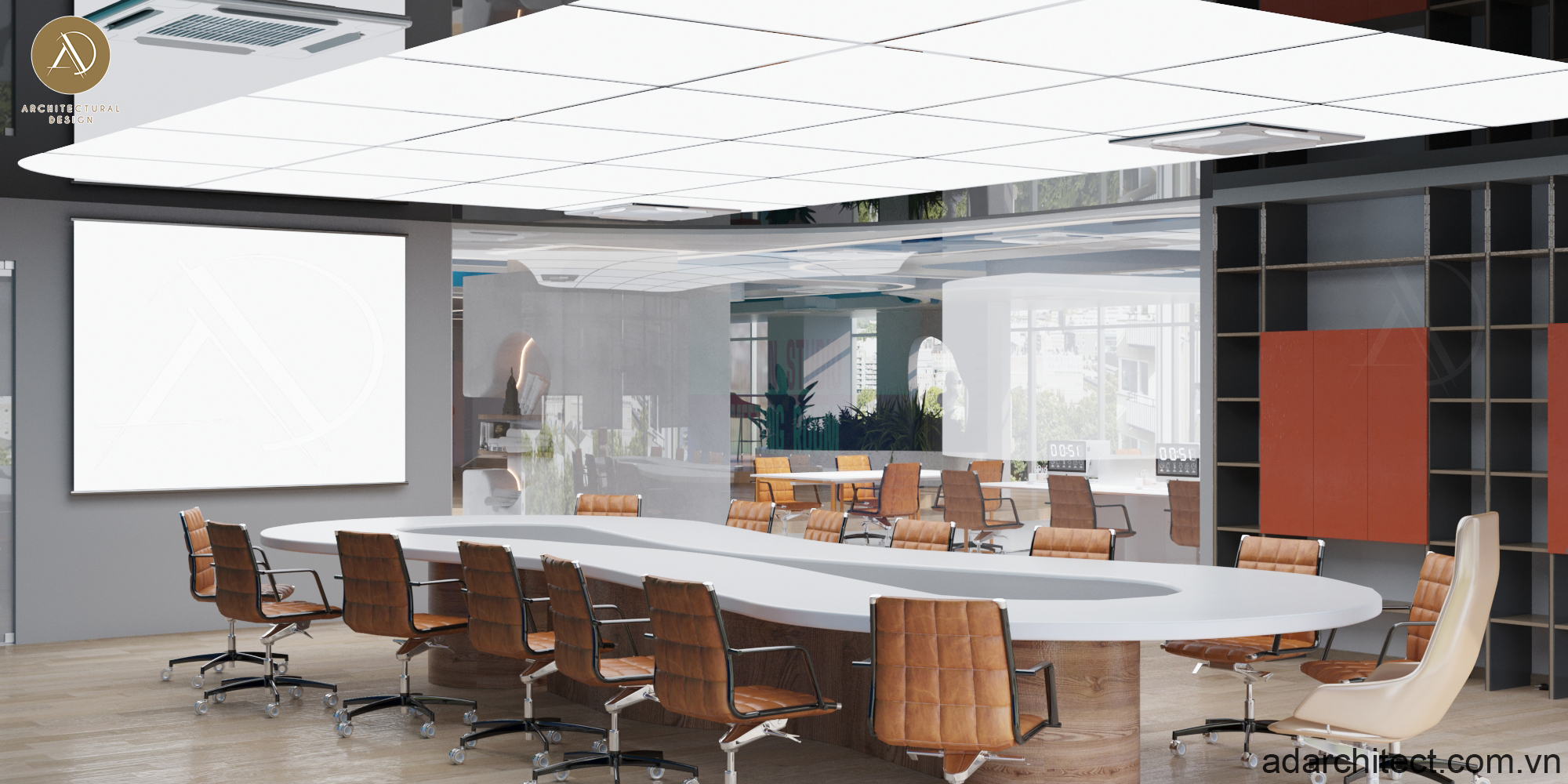 thiết kế văn phòng công ty: phòng họp được bố trí nội thất tiện nghi