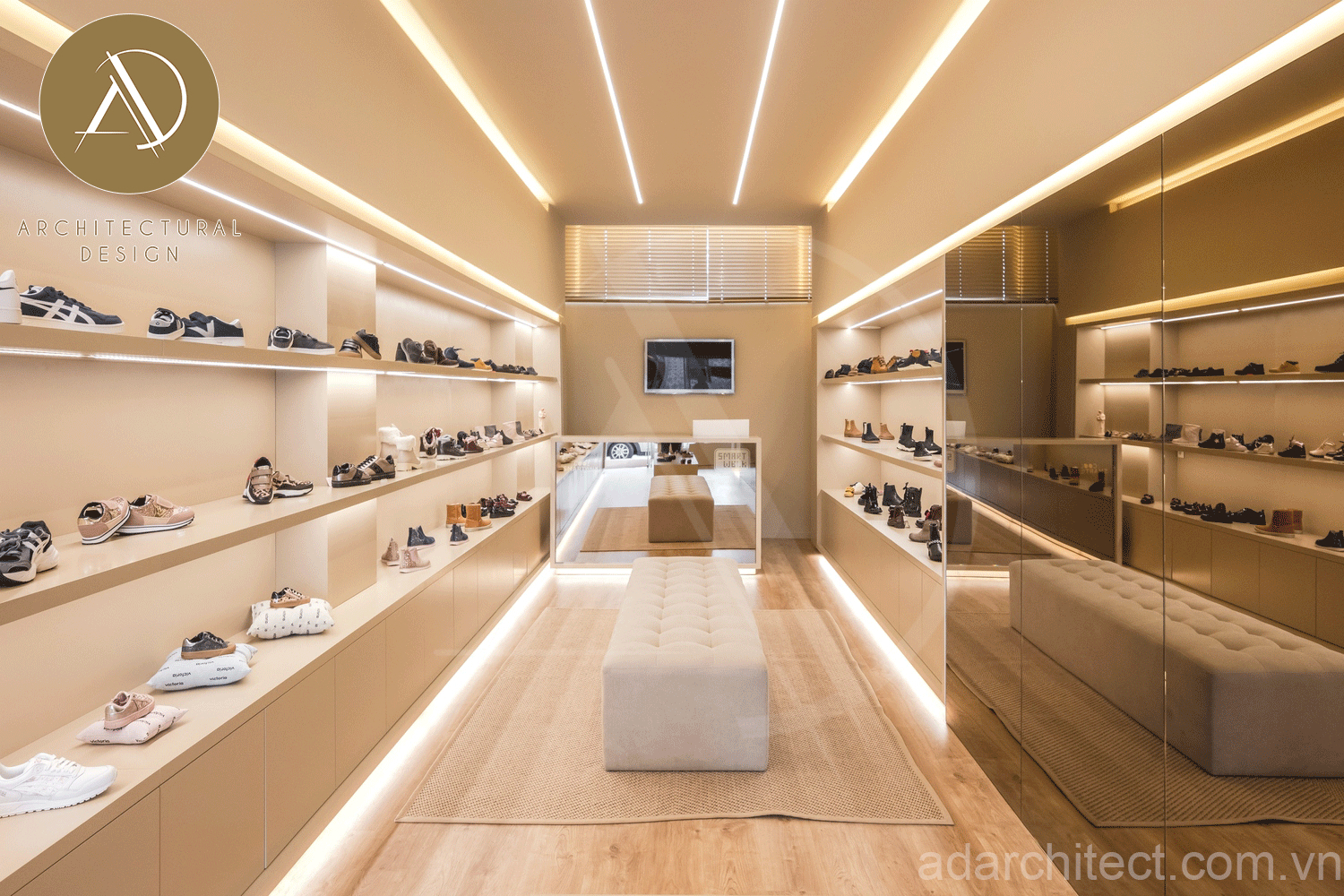 Thiết kế tiệm giày sneaker nhỏ gọn, đẹp và hiện đại